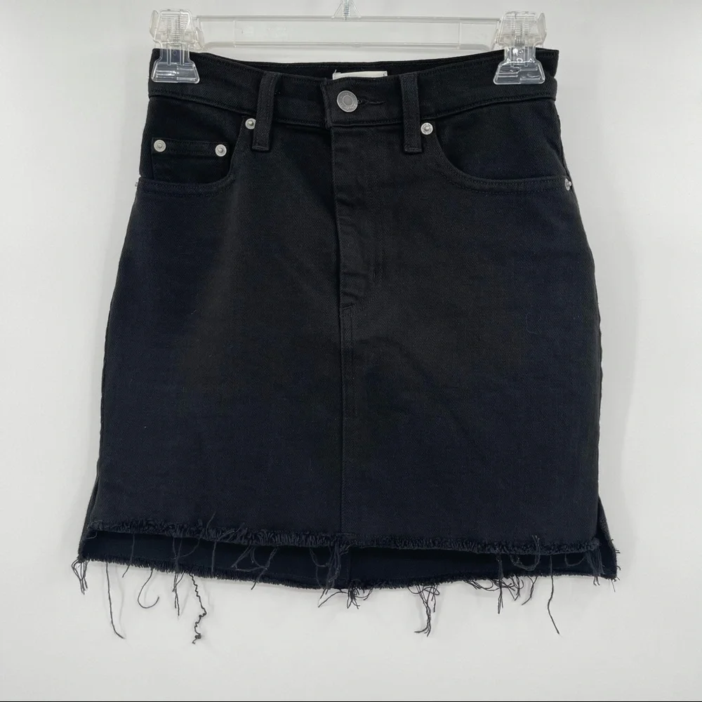 Wilfred Free‎ Tanit Denim Skirt Faded Black Raw Hem